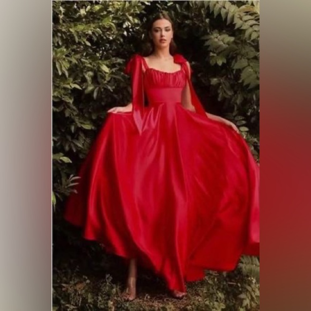 Red Satin Cinderalla Divine Bowtie Strap Dress  Size 4